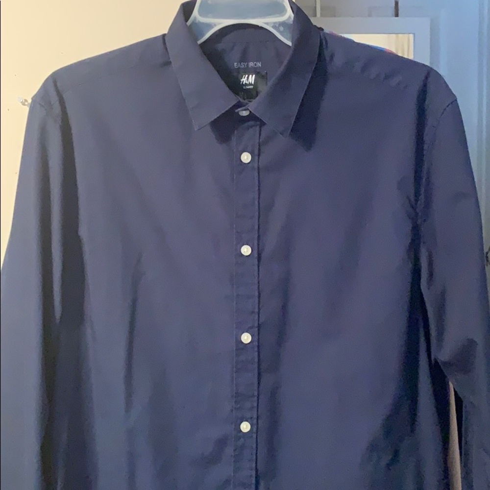 H&M blue long sleeves button down slim fit shirt - L